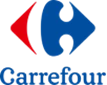 Carrefour logo featuring a blue and red design with the brand name in blue text below.