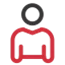 Red and black logo representing a person, possibly related to short-term rental services.