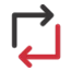 Black and red arrows forming a square, set against a plain black background, indicating movement.
