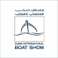 Logo for the Dubai International Boat Show featuring a blue sailboat graphic on a white background.