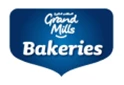 Grand Mills Bakeries logo in white text on a blue background, representing a food and beverage brand.