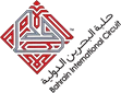 Bahrain International Circuit logo in red and grey, featuring intricate geometric patterns.