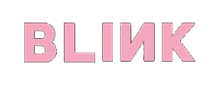 Pink "BLINK" logo against a grey background, representing the collaboration between BLACKPINK and fans.