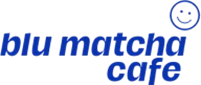 Blu Matcha Café logo in bold blue text, featuring a modern design suitable for a hospitality establishment.