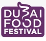 Purple logo of Dubai Food Festival featuring stylised text and a decorative swirl.