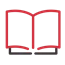 Red and grey open book icon on a black background, representing educational enhancement initiatives.