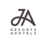 JA Resorts logo in dark grey on a black background, representing the hospitality brand.