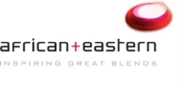 African + Eastern logo featuring bold black text and a red circular design above.