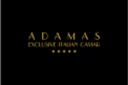Gold text on a black background reads "ADAMAS Exclusive Italian Caviar" with five stars below.
