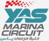 Yas Marina Circuit logo featuring turquoise text and red checkered flags, representing the Abu Dhabi Grand Prix.
