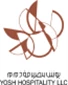 Logo of Yosh Hospitality LLC featuring brown abstract shapes on a white background.