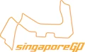 Singapore Grand Prix logo in orange outline, featuring a stylised track design and bold text.