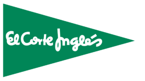 Green triangular logo with white cursive text reading "Corte Inglés.