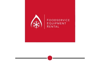 Red logo featuring a snowflake and text: "Foodservice Equipment Rental." Simple white background.