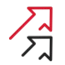 Red and black arrows forming a stylised logo on a plain black background.