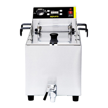 Stainless steel pasta cooking machine with control panel and two handles, designed for dessert preparation.