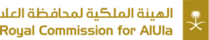 Golden text displaying "Royal Commission for AlUla" against a simple, neutral background.