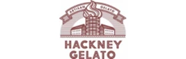 Hackney Gelato logo featuring a stylised ice cream cone in brown and cream colours.