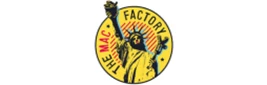 Logo featuring the Statue of Liberty in black and yellow, labelled "THE MAC FACTORY.