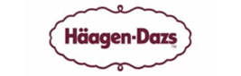 Häagen-Dazs logo in maroon on a white background, representing premium ice cream products.