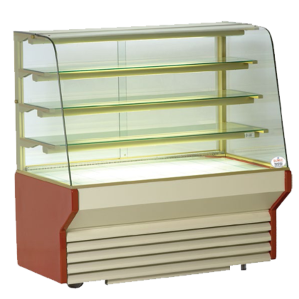 Details about   Bakery Display Curved with 4 Shelves with Individual Hinged Doors Glass Look 