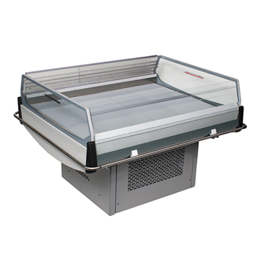 Island Grab 'n' Go cabinet with a stainless steel finish and a transparent protective cover.