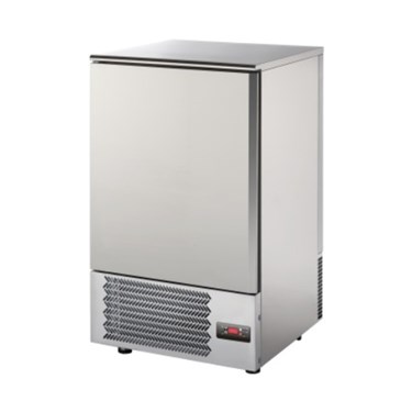 Stainless steel blast chiller/freezer with a smooth surface and front ventilation grill.