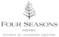 Four Seasons Hotel logo featuring a stylised tree, in black and white, with text below.