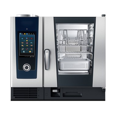 Stainless steel GN Combi 6G oven with a digital control panel and transparent door.