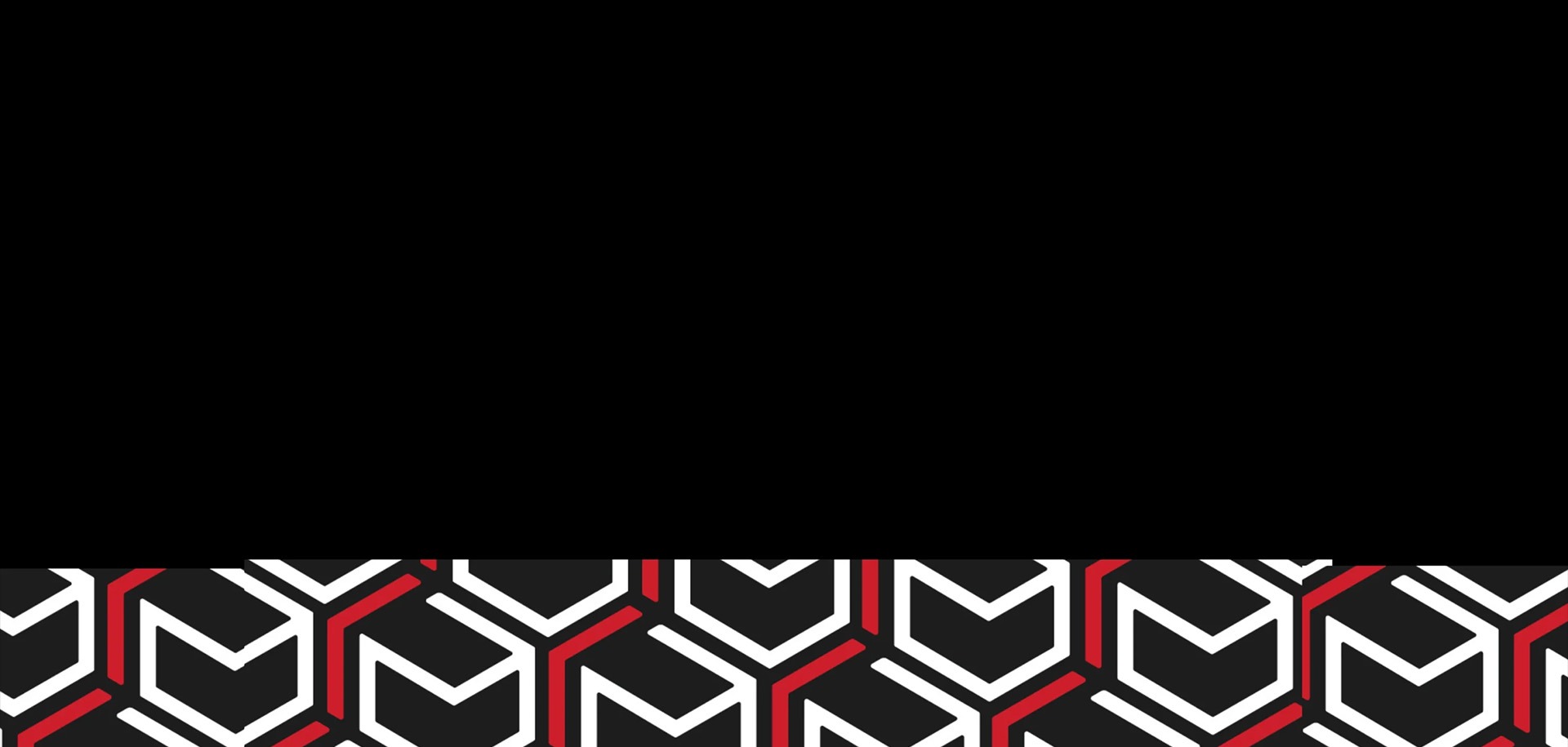 Geometric pattern featuring red, white, and black colours, likely representing temporary kitchen branding.