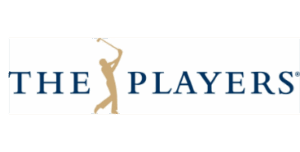Gold silhouette of a golfer swinging a club, with "THE PLAYERS" in navy blue text.