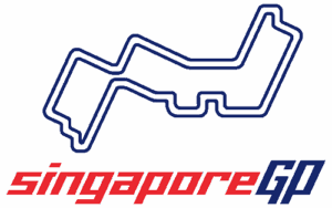 Stylised blue race track outline with 