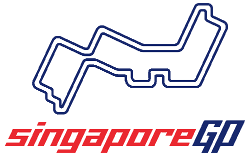 Stylised blue race track outline with 